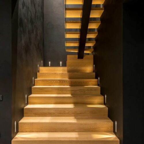 escalier en bois en style industriel