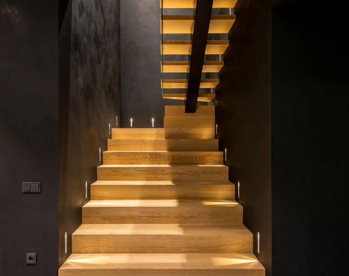 escalier en bois en style industriel